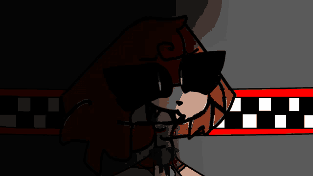 a drawing of a cartoon character with sunglasses and a microphone
