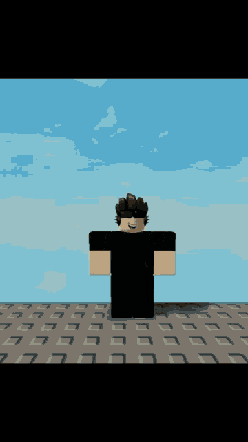 a minecraft character with a black shirt and brown hair