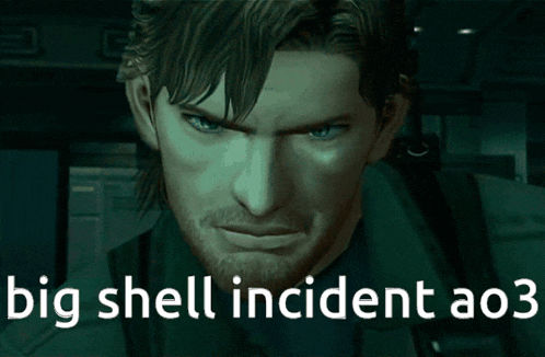 a man in a video game with the words big shell incident a03