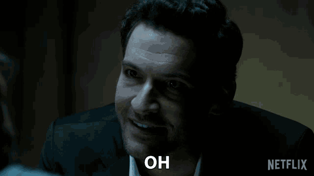 a man in a suit says oh in a netflix advertisement
