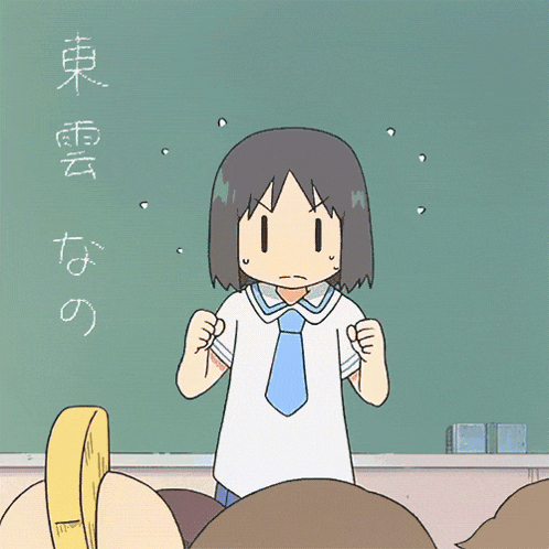 a girl in a white shirt and blue tie stands in front of a blackboard with chinese writing on it