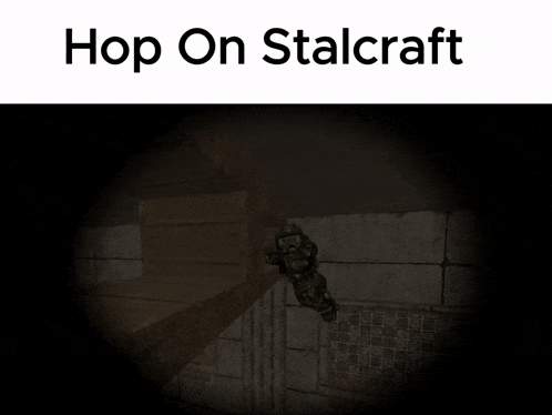 a screenshot of a video game with the words hop on stalcraft