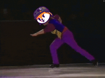 a cartoon character is dancing in front of a sign that says old chas