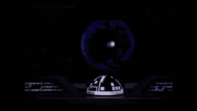 a computer screen shows a glowing object in the middle of a dark space