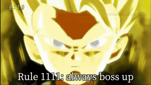 a cartoon character with the words rule 1111 always boss up