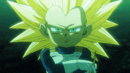 a cartoon character with a heart shaped head has a serious look on his face