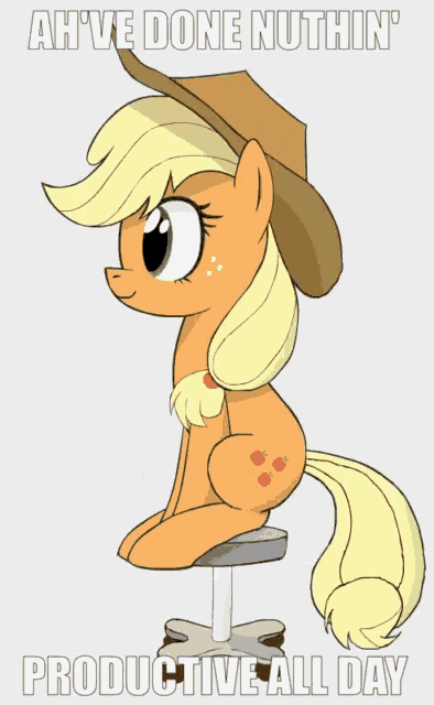 a picture of a pony wearing a cowboy hat with the caption ah ve done nuthin productive all day