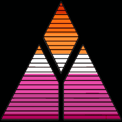 a triangle with a pink white and orange stripe on it