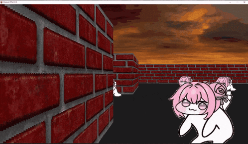 a screenshot of a video game with a brick wall