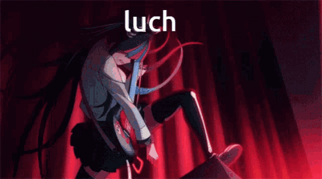 a cartoon character is playing a guitar with flames coming out of it and the word luch is above her