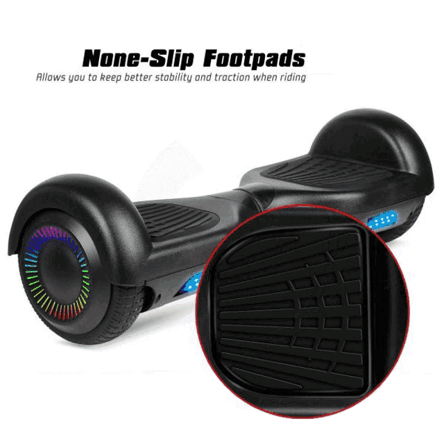 a black 6.5 inch wheels hover board with ul certified led lights