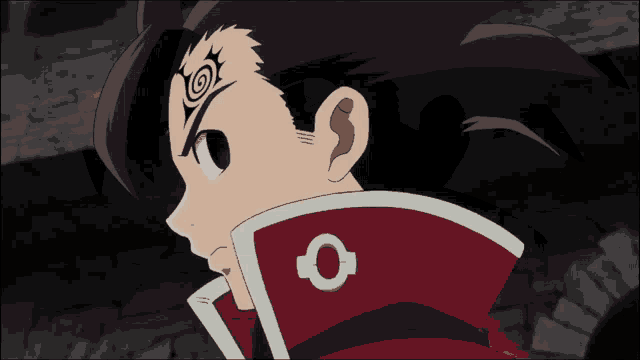 a close up of a person 's face with a circle on his forehead