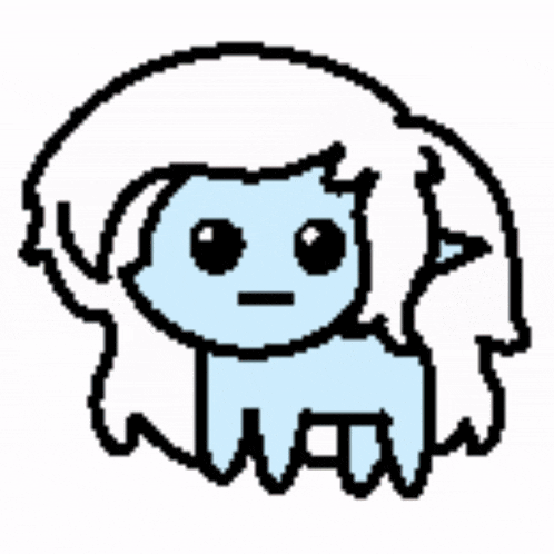 a pixel art drawing of a cartoon character with sprinkles coming out of it 's mouth