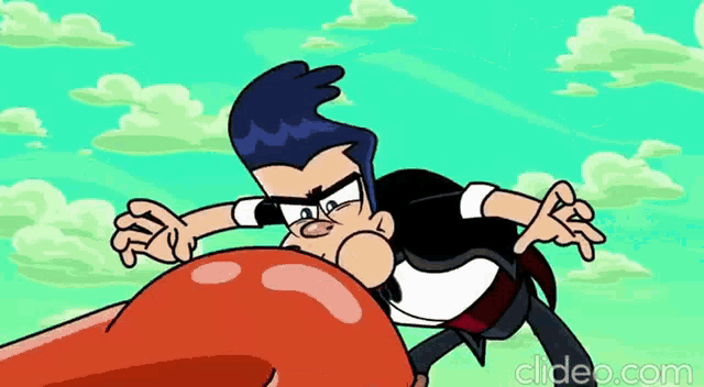 a cartoon of a man in a suit and tie with a clipeo.com logo behind him