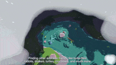 a cartoon of a river with the words " finding other adorable friends like butterflies "