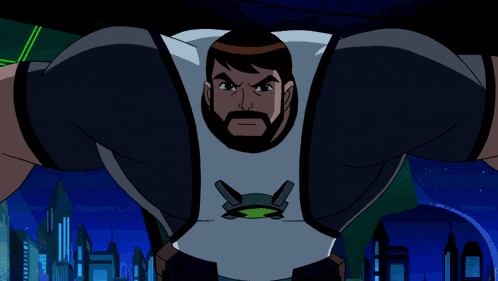 a man with a beard is holding a green object in his hand