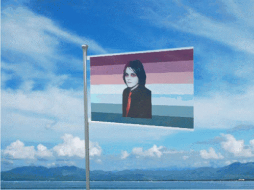 Gerard Way Woman Man Or Woman Flag GIF - Gerard Way Woman Gerard Way Man Or Woman Flag GIFs