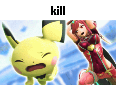 a picture of a girl and a yellow pokemon with the words kill below it