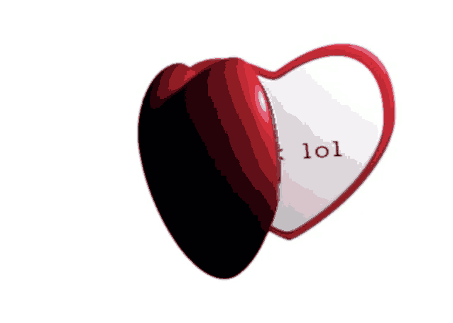 a red heart with a white heart that says lol