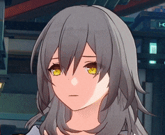 a girl with gray hair and yellow eyes looks sad
