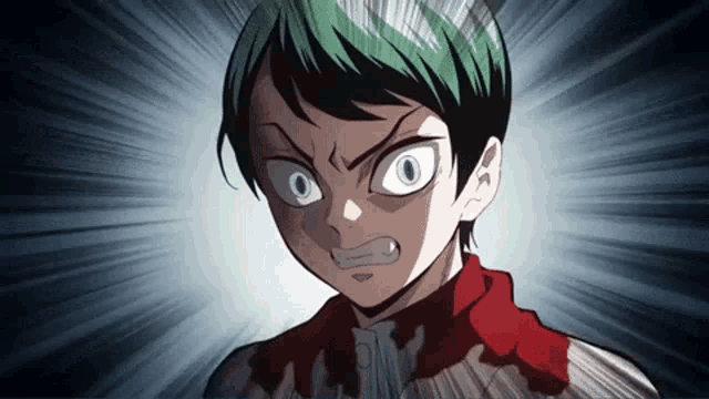 a cartoon character with a red scarf around his neck looks angry