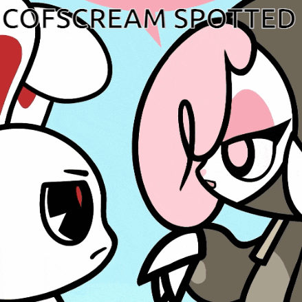 a couple of cartoon characters with the words cofscream spotted