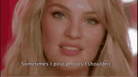 a blonde woman says sometimes i post photos i shouldn t