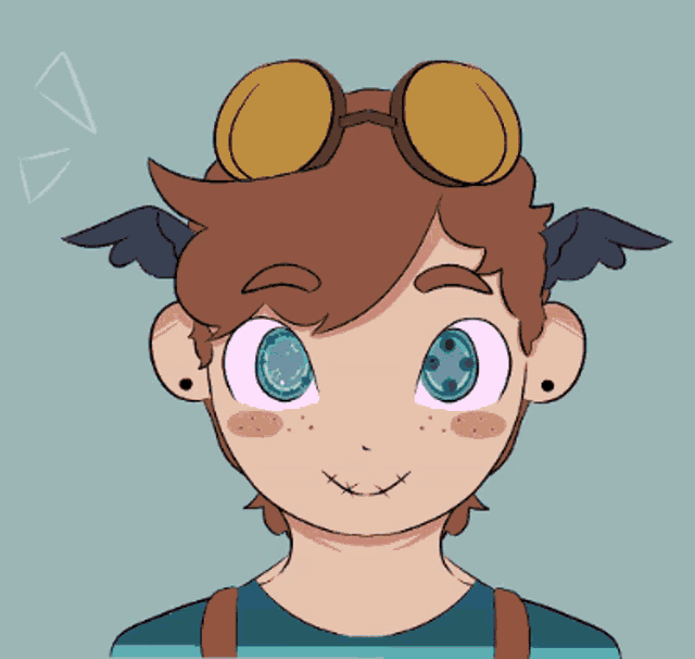 a drawing of a boy wearing a blue mask and goggles