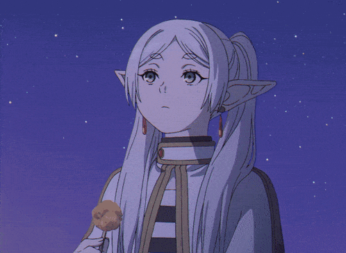 a drawing of a girl with ponytails looking up at the stars
