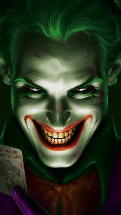 the joker is smiling while holding a joker card .