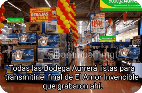 a display of televisions in a bodega aurrera store