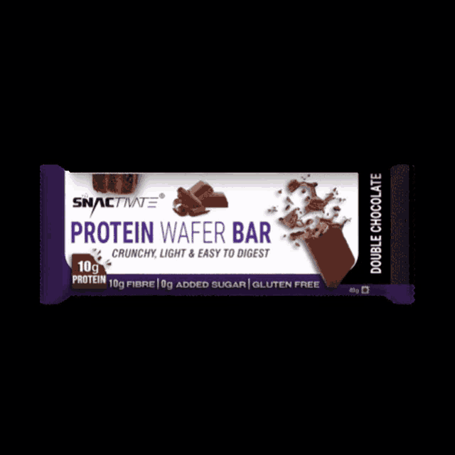 a snackmate protein wafer bar in double chocolate flavor