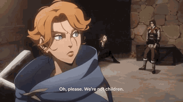 a cartoon character says oh please we are not children