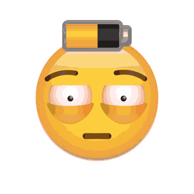 a smiley face with a battery on its head