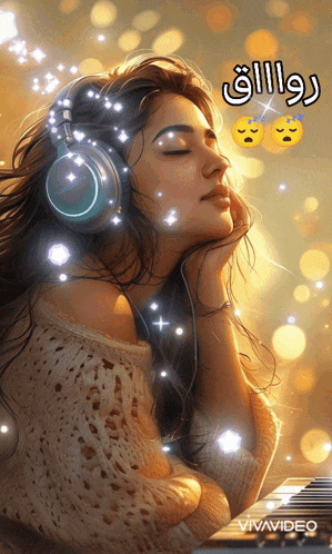 a woman wearing headphones is sitting at a piano with the words vivavideo below her