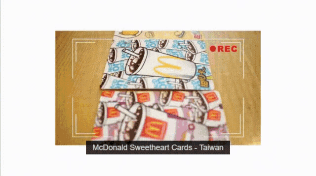 a mcdonald 's sweetheart cards from taiwan is being recorded