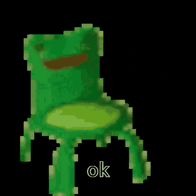 a pixel art of a frog that says ok on it