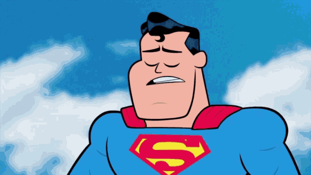 a cartoon of superman with his eyes closed