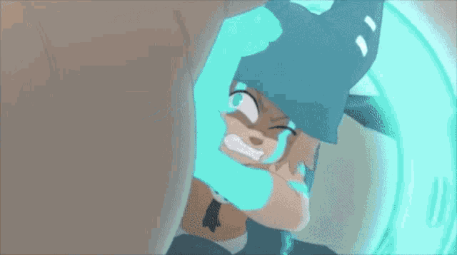 a close up of a cartoon character 's face with tears coming out of his eyes
