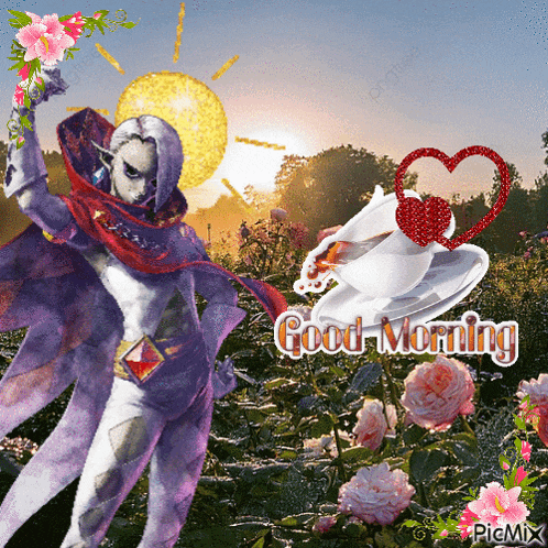 a good morning greeting card with a cartoon character