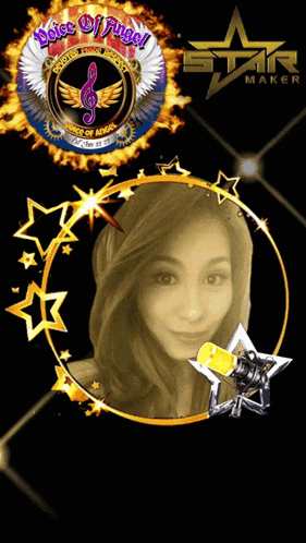 a picture of a woman with a logo that says ' voices of angel '