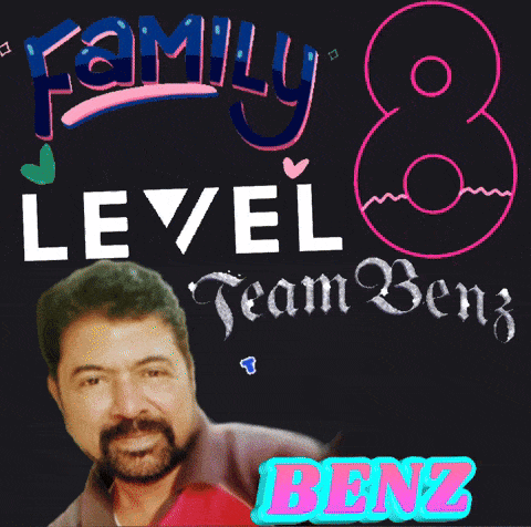 a picture of a man with a beard and the words family level 8 team benz thank for benz
