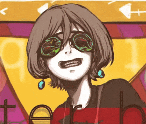 a drawing of a woman wearing sunglasses and earrings with the word terb visible in the bottom right corner
