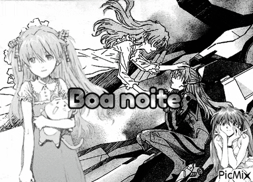 a black and white drawing of a girl with the words boa noite written on it