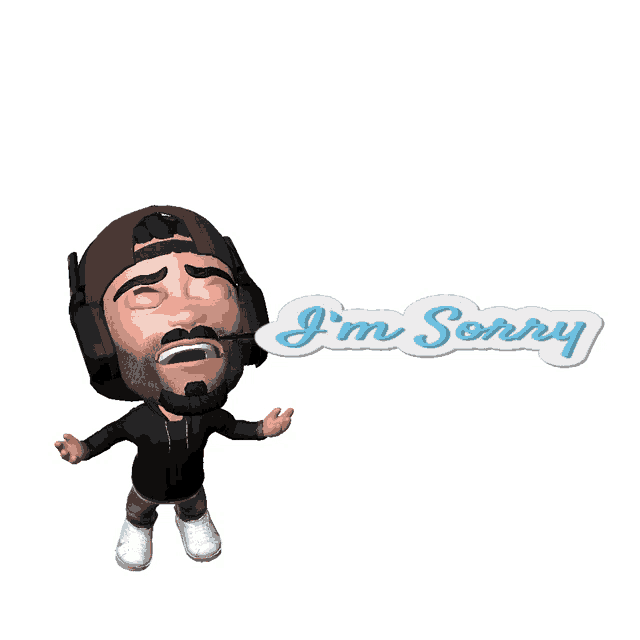 a cartoon character with tears coming out of his eyes and the words i 'm sorry above him