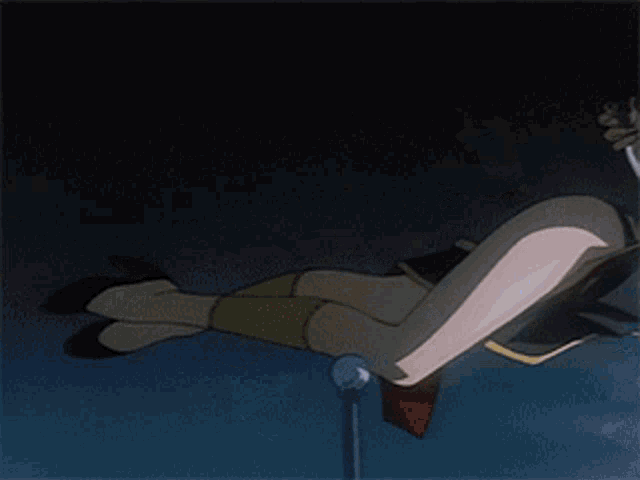 a cartoon of a woman laying down with a sword