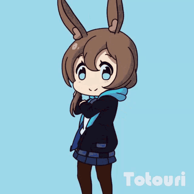 a cartoon drawing of a girl with bunny ears and the name totouri