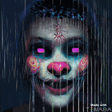 a painting of a clown with the words made with tenada on the bottom