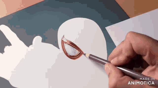 a person is drawing a spiderman with a purple pencil on a piece of paper made in animatica