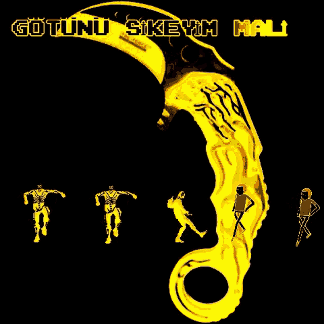 a poster with skeletons dancing in front of a knife that says gotunu sikevin hali